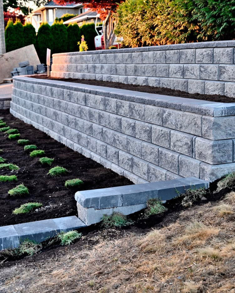 Retaining walls, Stone walkways, and Fences