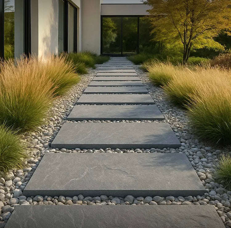 Retaining walls, Stone walkways, and Fences